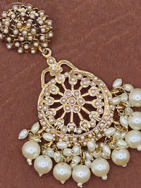 Elegant Bollywood Inspired Gold Kundan Earrings - Traditional Indian Jewelry 239
