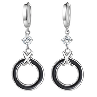 Elegant Sterling Silver Circle Drop Earrings with Sparkling Cubic Zirconia 495