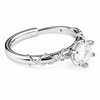 Women's Elegant Adjustable Zircon Engagement Ring, Round Brilliant Twisted 1626