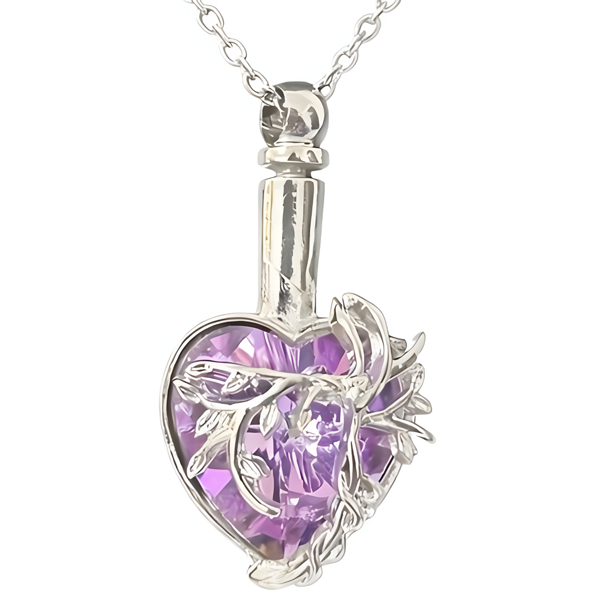 Elephant Tree Of Life Ashes Urn Necklace, Silver Plated Memorial Pendant B256