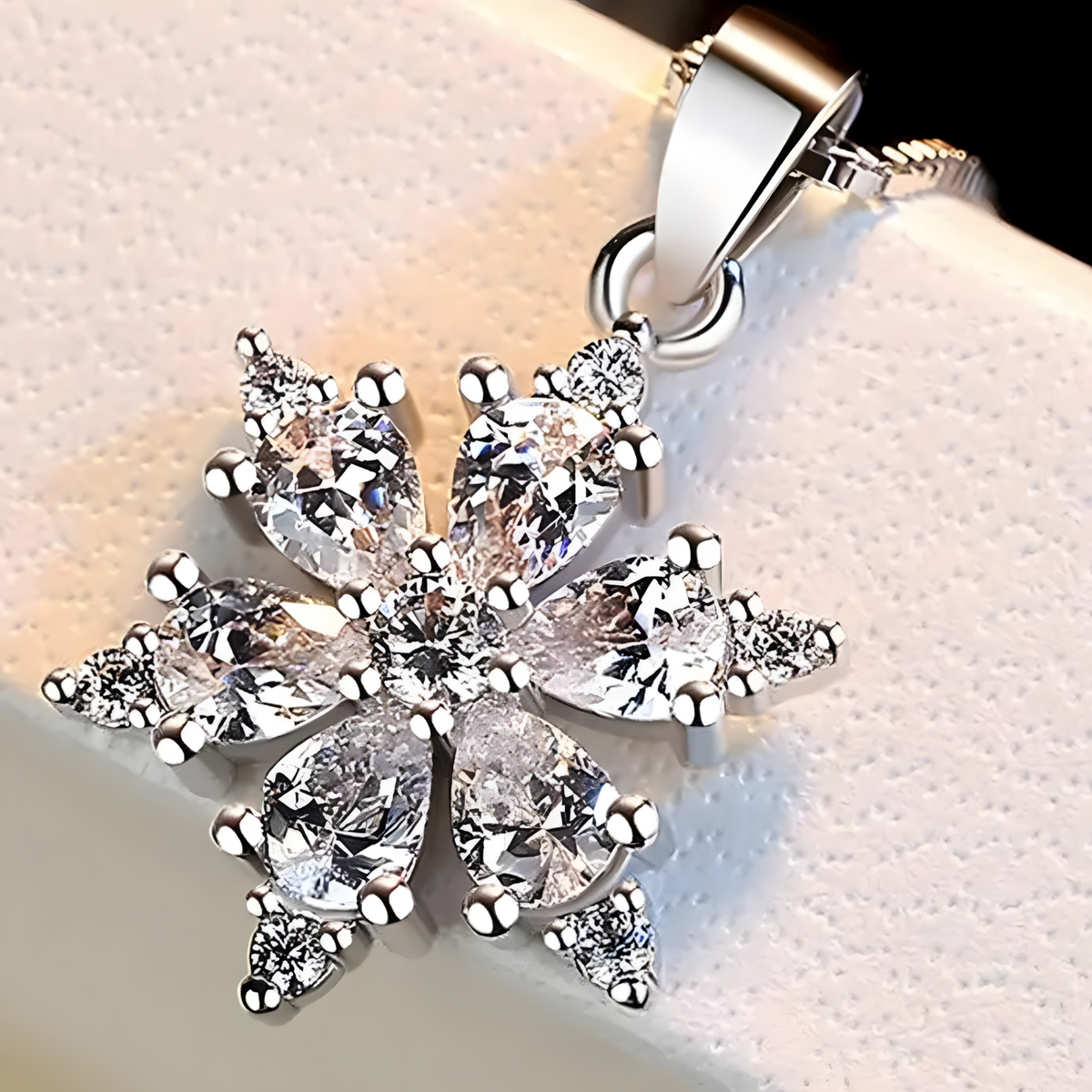 Sparkling Snowflake Pendant Necklace for Women – Brilliant Crystal Ice-Star 462