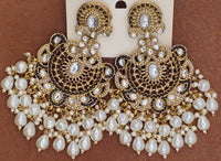 Elegant Bollywood Inspired Gold Kundan Earrings - Traditional Indian Jewelry 227