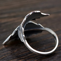 Vintage Leaf Wrap Ring Silver-Plated Alloy Adjustable Resizable Open Band 1477