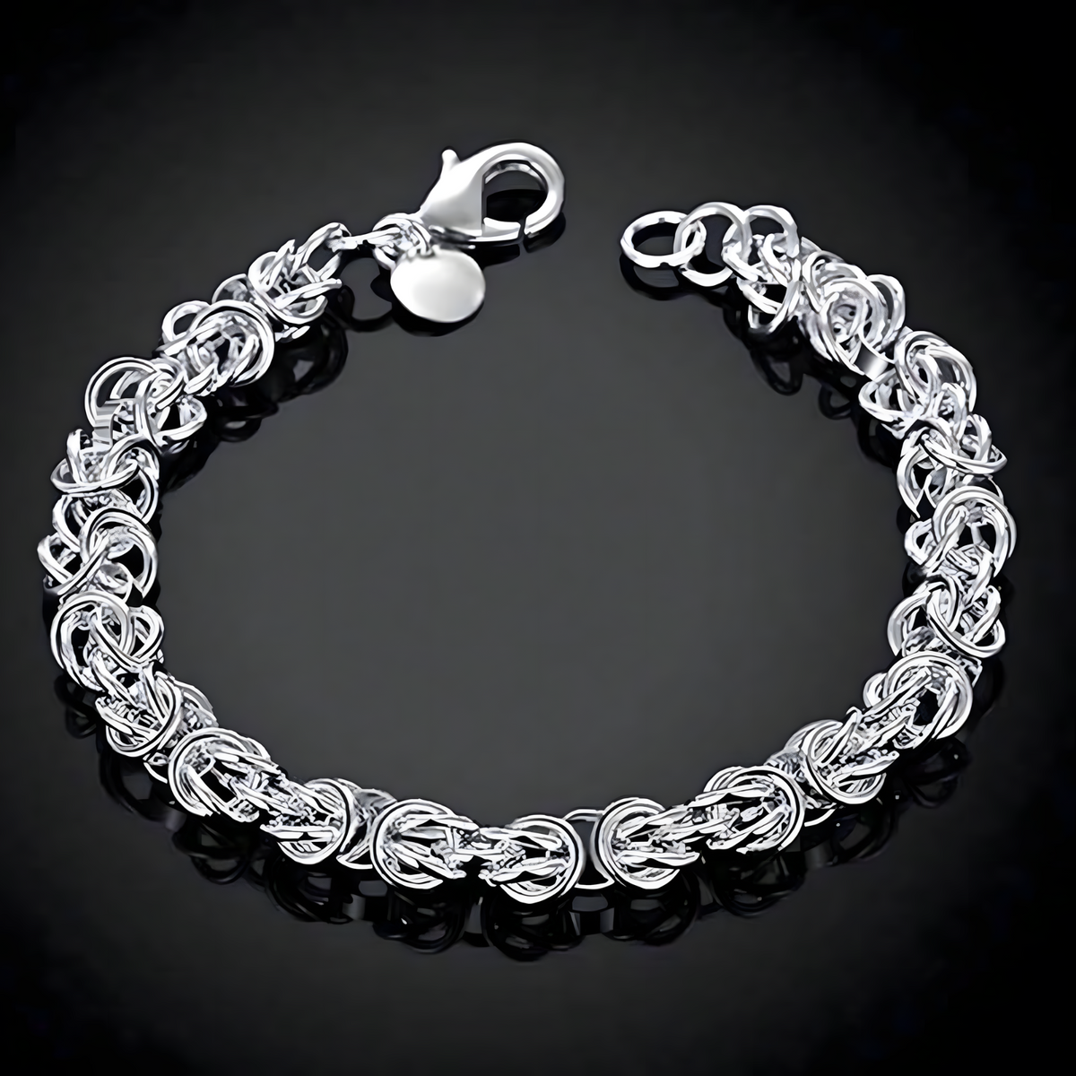 Fancy Link Bracelet For Women - Polished Woven Chain Bracelet With Lobster 1740