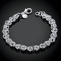 Fancy Link Bracelet For Women - Polished Woven Chain Bracelet With Lobster 1740