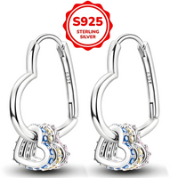 Sterling Silver Heart Earrings for Women – 925 Silver Plated Hoops with Blue 830