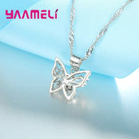 Butterfly Necklace and Earrings Set – Silver-Plated Alloy Cubic Zirconia 1229