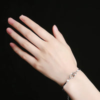 Silver Plated Double Heart Bracelet with Cubic Zirconia Stones for Women 419