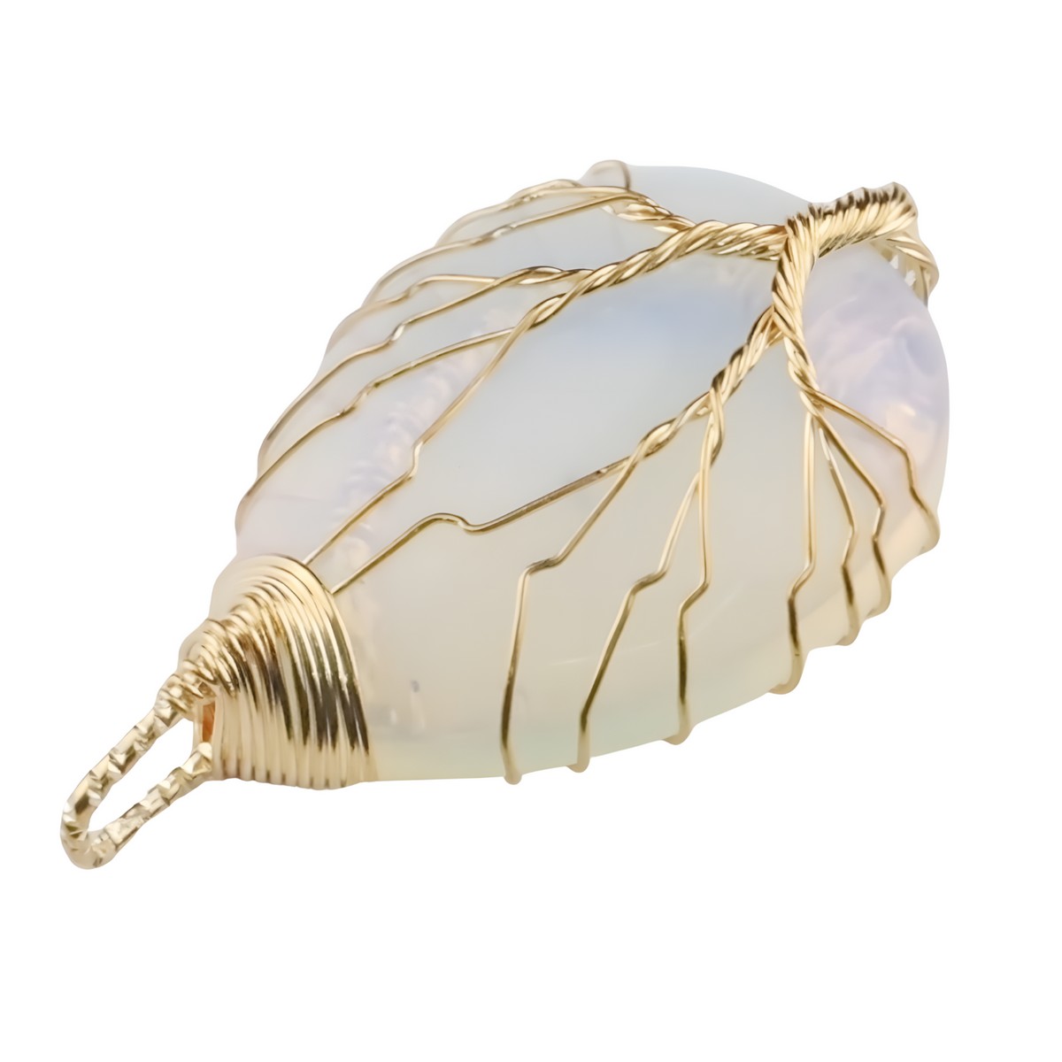 Gold Opal Tree Of Life Pendant Necklace For Women Opalescent Oval Gemstone 1339