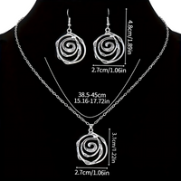 Boho Ethnic Spiral Jewelry Set for Women – Antique Silver Hollow-Out Pendant 676
