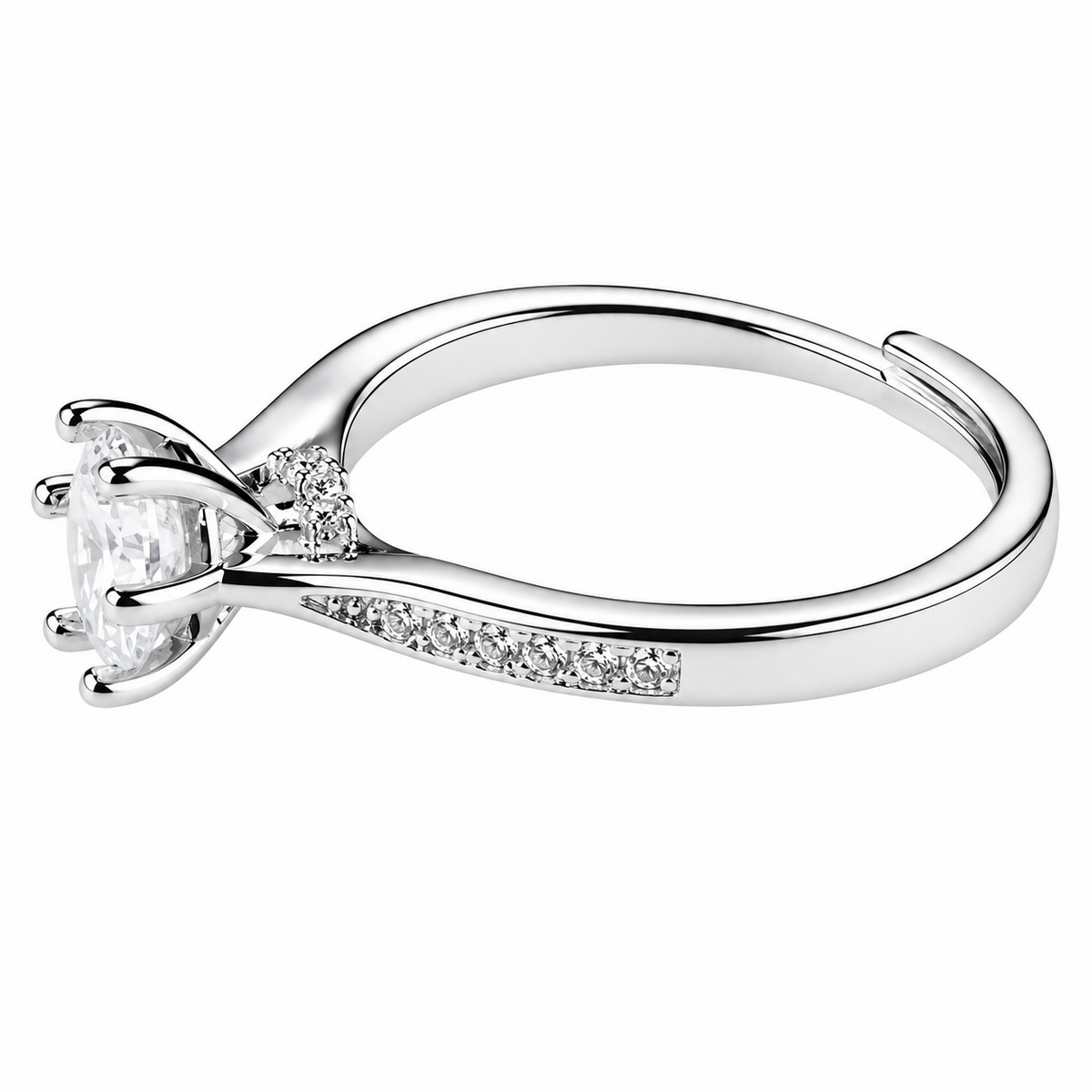 Adjustable Women Wedding Engagement Ring Round Brilliant Zircon Solitaire 1660