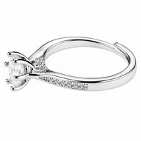 Adjustable Women Wedding Engagement Ring Round Brilliant Zircon Solitaire 1660