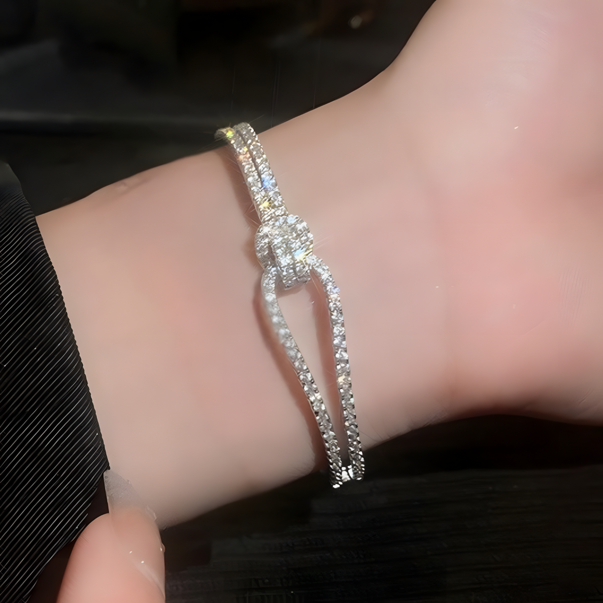 Unified Jewellery Crystal Knot Cuff Bracelet Silver Open Bangle Statement 1895