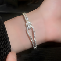 Unified Jewellery Crystal Knot Cuff Bracelet Silver Open Bangle Statement 1895