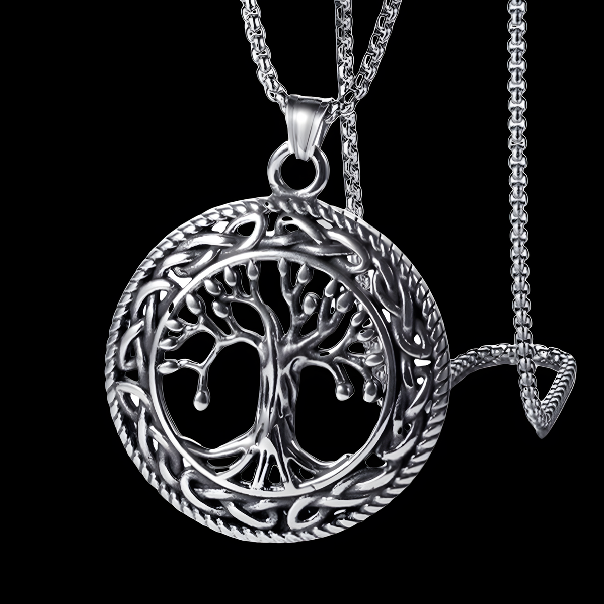 B0062 Vnox Viking Knot Almut Necklaces for Men, Metal Life Tree Pendant B62