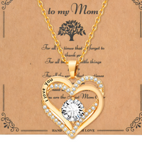 925 Gold Tone "I Love You" Heart Cubic Zirconia Necklace Fashion Jewelry B24