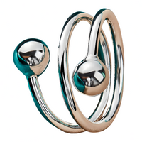 Silver Plated Alloy Open Head Ring with Double Round Ends Adjustable Resize 1416