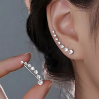 Women's Cubic Zirconia Ear Climber Earrings White Gem Rhinestone Ear Crawler 504