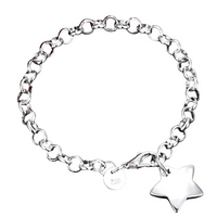 925 Silver Star Charm Bracelet For Women Link Chain Lobster Clasp Celestial 1779