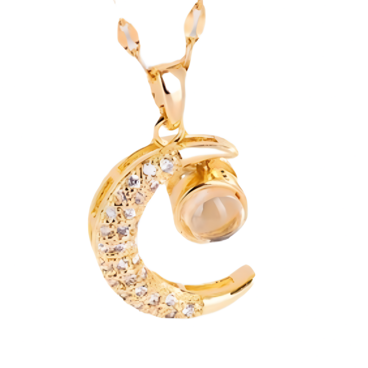 Gold Moon Pendant Necklace Stainless Steel Metal Alloy Trendy Crescent 1197