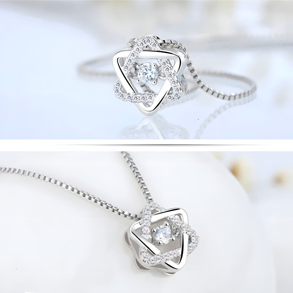 925 Sterling Silver Star Pendant Necklace with AAA Zircon – Adjustable Chain 261