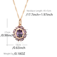 Women's Oval Purple Zircon Pendant Necklace 585 Rose Gold Color Chain Copper 589