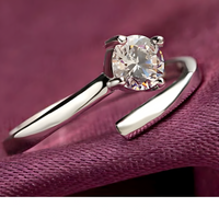 Unified Jewellery Sterling Silver Solitaire Ring, 5mm Cubic Zirconia, Band 370