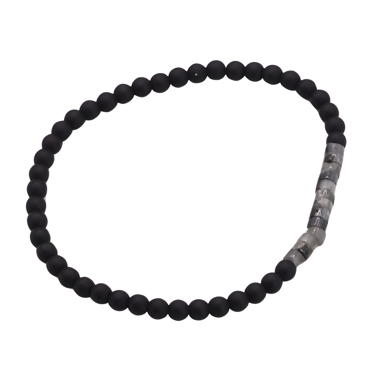 Emperor Onyx and Tiger's Eye Stone Bracelet, Minimalist 4mm Beaded Strand B125