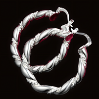 Twisted Rope Hoop Earrings For Women Silver Plated Alloy 11g Lightweight 1411