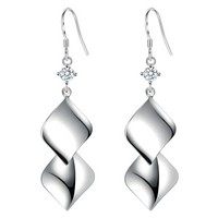Sterling Silver Twisted Drop Dangle Earrings for Women – Real 925 AAA Cubic 291