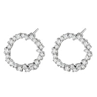 925 Sterling Silver Circle Stud Earrings with Rhinestones - Small Halo Studs 352