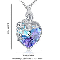 Butterfly Urn Necklace for Ashes - Crystal Heart Memorial Cremation Jewellry B87