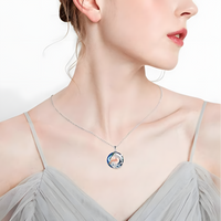 Dolphin Mother & Baby Pendant Necklace Women Zinc Alloy Animal Ocean Wave 1084