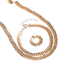 3PCS Gold Snake Chain Jewellery Set Women – Vintage Alloy Necklace, Bracelet 674