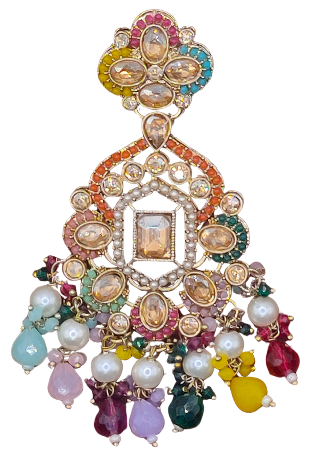 Elegant Bollywood Inspired Gold Kundan Earrings - Traditional Indian Jewelry 196