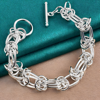 Women’s Double Ring Knot Link Bracelet, Bracelet with Toggle Bar Clasp 1882