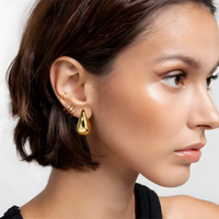 Modern Polished Teardrop Stud Earrings for Women | Sleek and Simple Raindrop 431