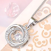 925 Sterling Silver Women Jewelry Gift Round Whirl Pendant Necklaces Fashion 263