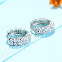 925 Sterling Silver Pave Cubic Zirconia Huggie Hoop Earrings Small CZ Hoop 355