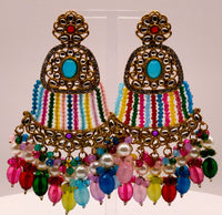 Elegant Bollywood Inspired Gold Kundan Earrings - Traditional Indian Jewelry 175
