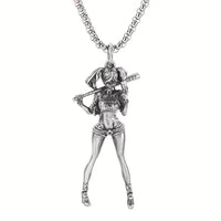 Exquisite Silver Necklace With Female Playing Baseball Pendant For Men 60 UK