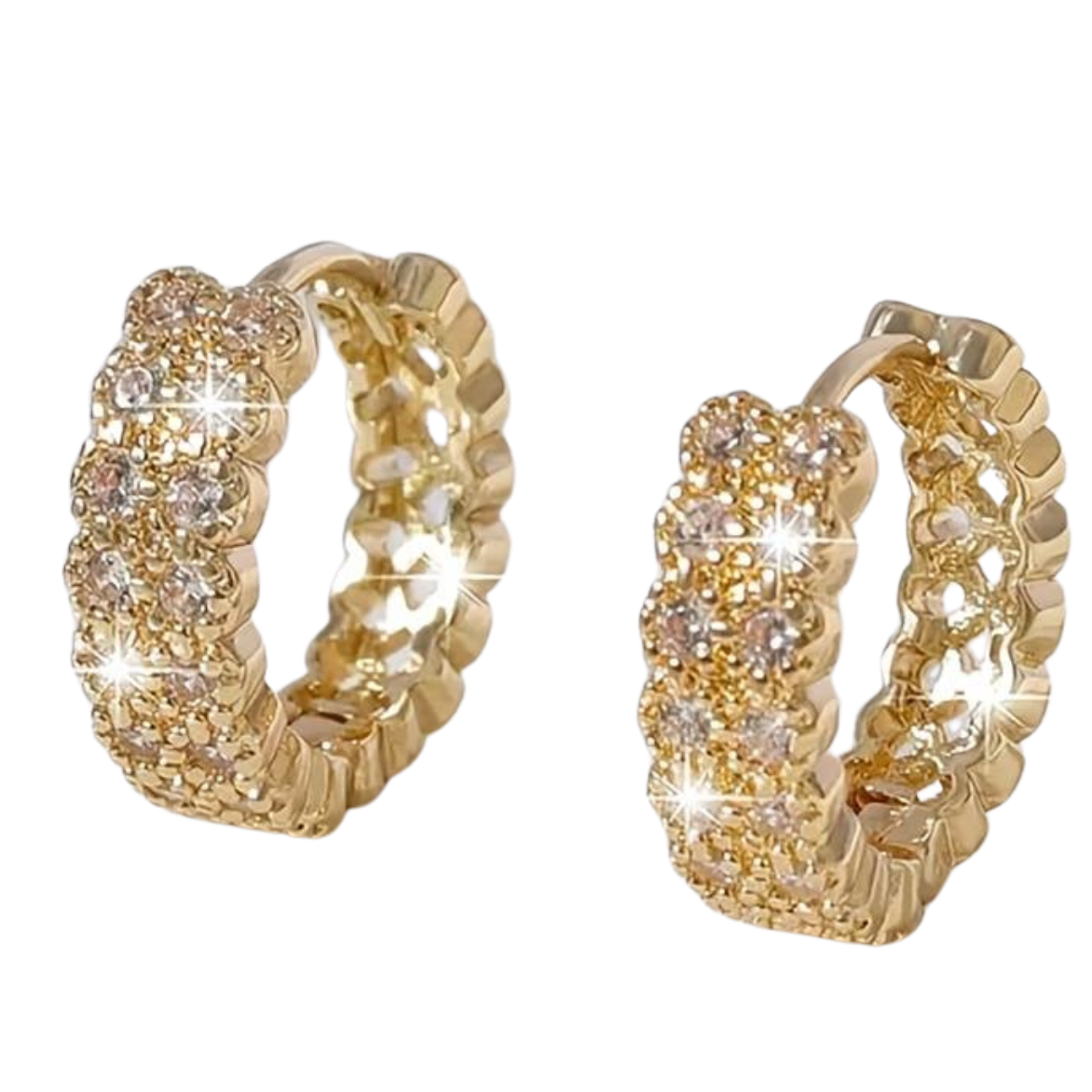 Exquisite Double Row Inlay Zircon Plated Hoop Earring Women Wedding Party 44 UK