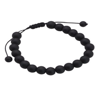 Unisex Natural Stone Bracelet, 8mm Matter Malachite & Lava Rock, Adjustable B119