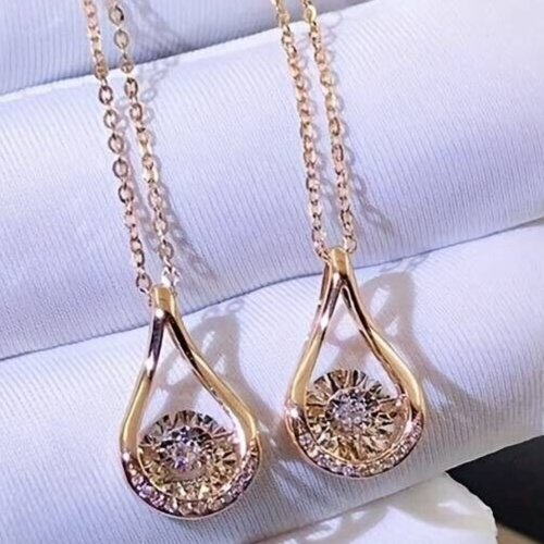Elegant 18K Plated Round Cut Zircon Waterdrop Pendant Necklace 2 UK