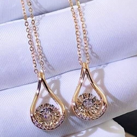 Elegant 18K Plated Round Cut Zircon Waterdrop Pendant Necklace 2 UK
