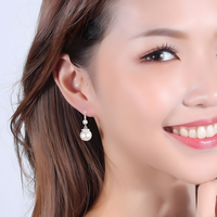 925 Silver-Plated Pearl Drop Earring for Women Elegant Round Imitation Pearl 901