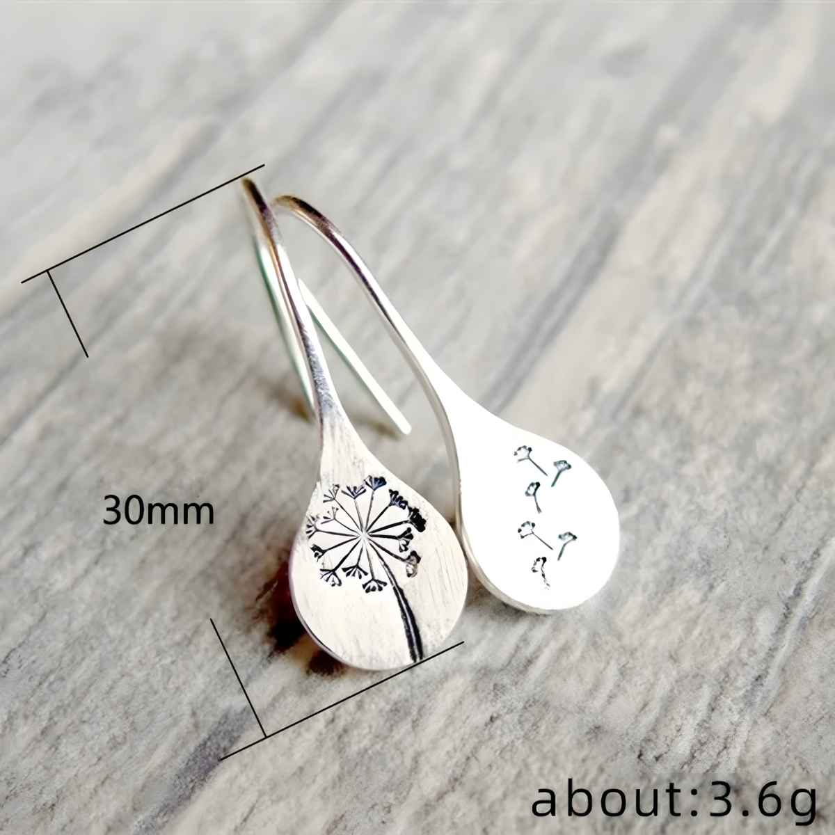 Vintage Silver-Tone Zinc Alloy Teardrop Dangle Earring Lightweight Artistic 1224