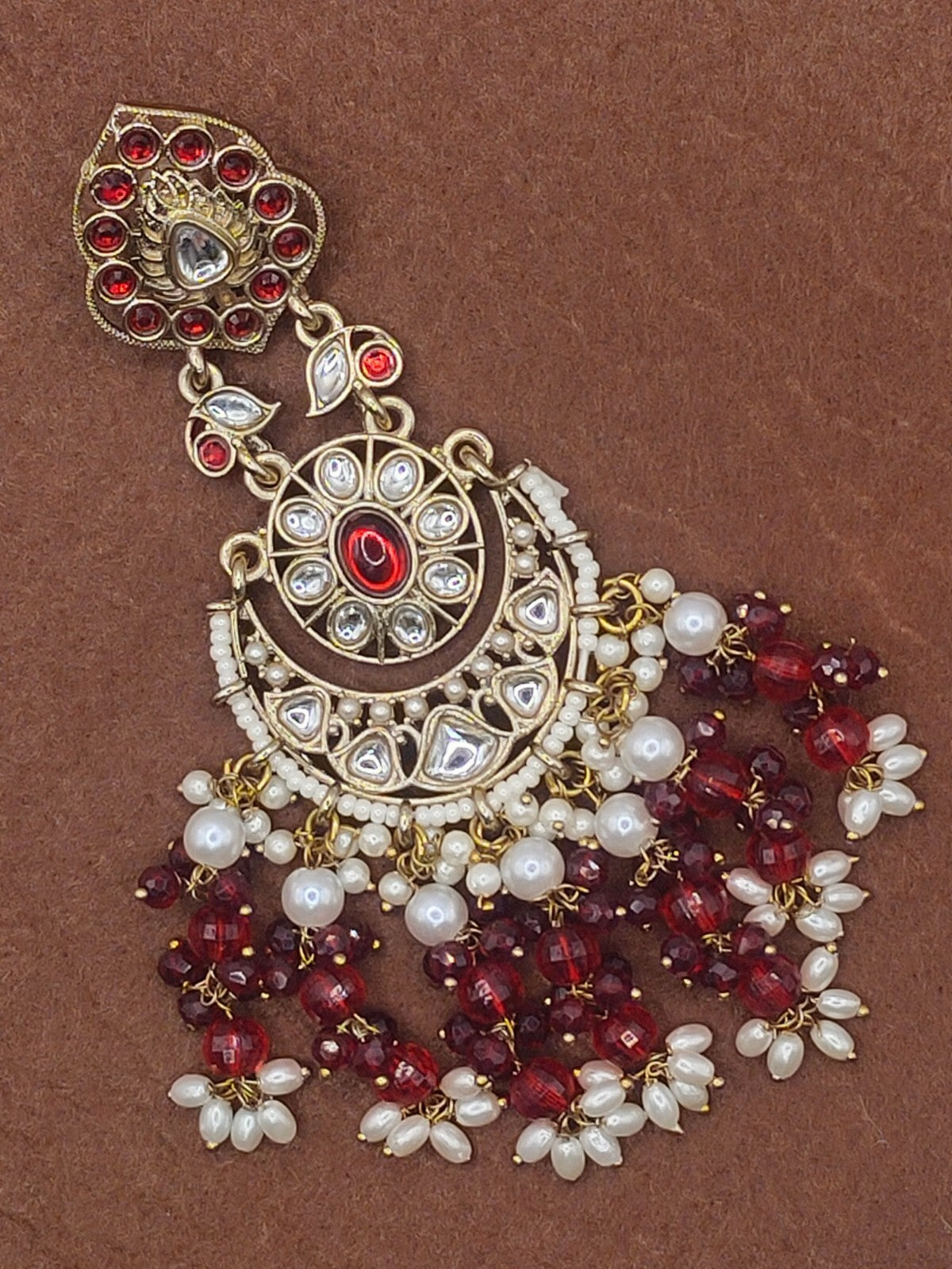 Elegant Bollywood Inspired Gold Kundan Earrings - Traditional Indian Jewelry 204