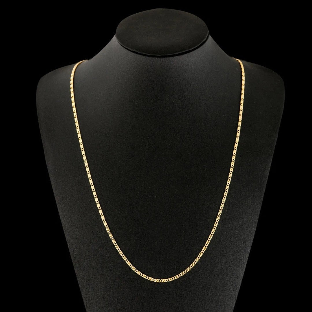 18K Gold Plated Chain Necklace, 2mm Wide, Adjustable Eco-Friendly Material 440