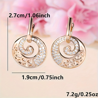 Rose Gold Color Sparkling Zircon Stone Hoop Earring Elegant Drop Round Charm 622